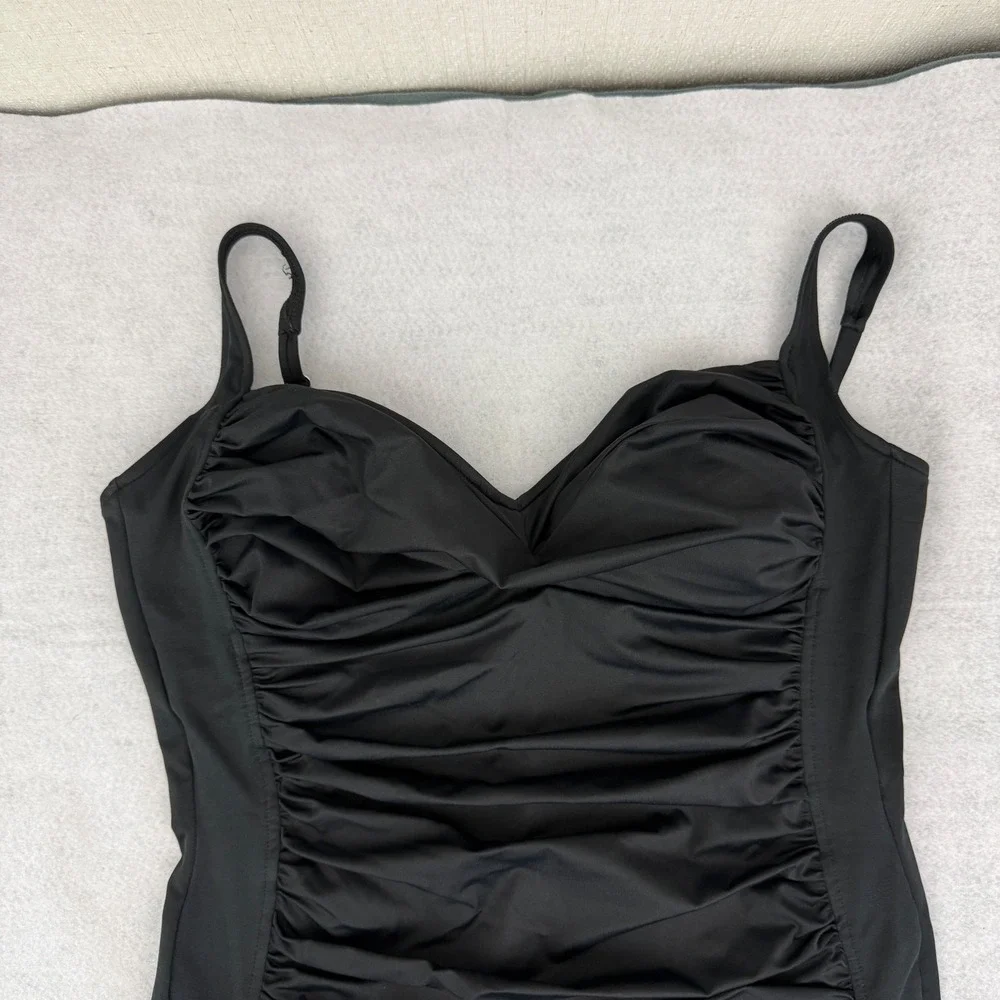 Trimshaper Swimsuit‎ Women 18 Black One Piece Ruched Tummy Control Adjustable